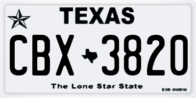 TX license plate CBX3820