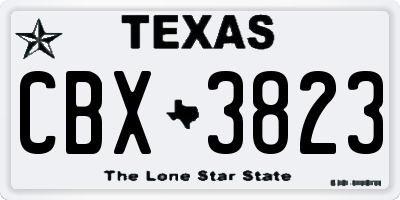 TX license plate CBX3823