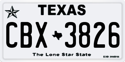 TX license plate CBX3826