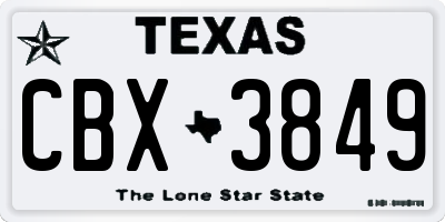 TX license plate CBX3849