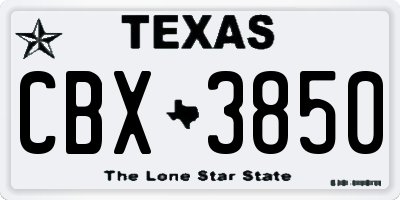 TX license plate CBX3850