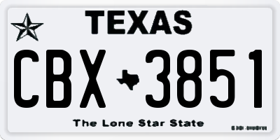 TX license plate CBX3851