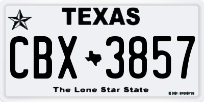 TX license plate CBX3857