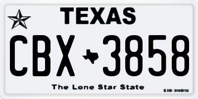 TX license plate CBX3858
