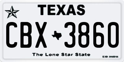 TX license plate CBX3860