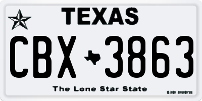 TX license plate CBX3863