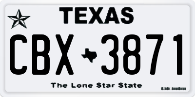 TX license plate CBX3871
