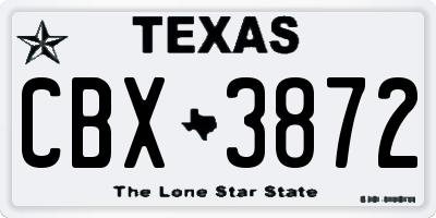 TX license plate CBX3872