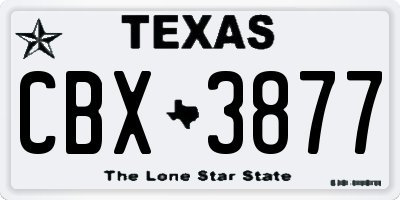 TX license plate CBX3877