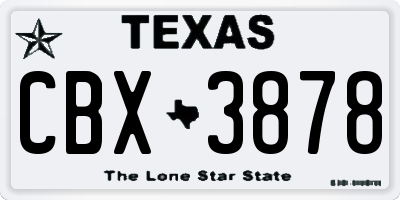 TX license plate CBX3878