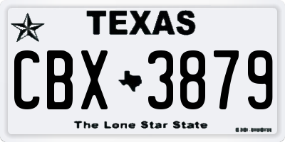 TX license plate CBX3879