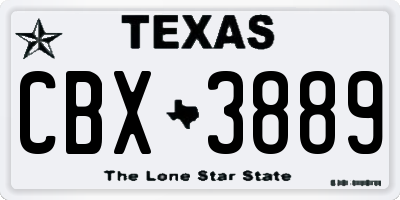 TX license plate CBX3889
