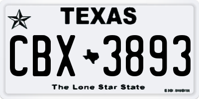 TX license plate CBX3893