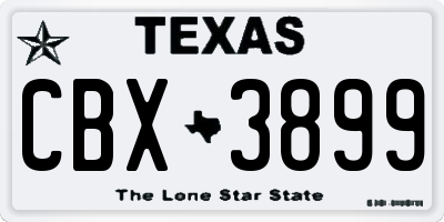 TX license plate CBX3899