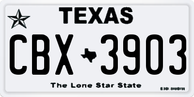 TX license plate CBX3903