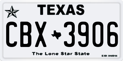 TX license plate CBX3906