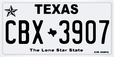 TX license plate CBX3907
