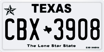 TX license plate CBX3908