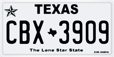 TX license plate CBX3909