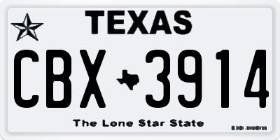 TX license plate CBX3914