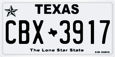 TX license plate CBX3917