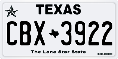 TX license plate CBX3922