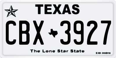 TX license plate CBX3927