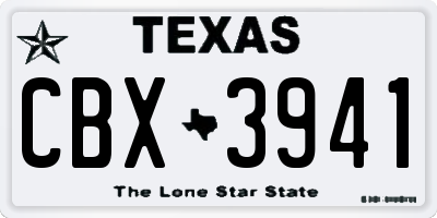 TX license plate CBX3941