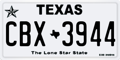 TX license plate CBX3944