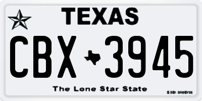 TX license plate CBX3945