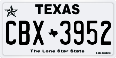 TX license plate CBX3952
