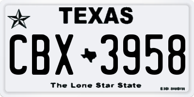 TX license plate CBX3958