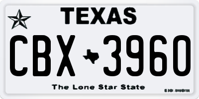 TX license plate CBX3960