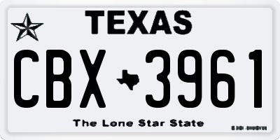 TX license plate CBX3961