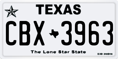 TX license plate CBX3963