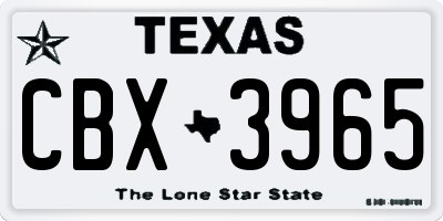TX license plate CBX3965