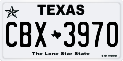 TX license plate CBX3970