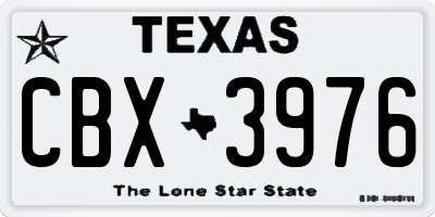 TX license plate CBX3976