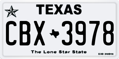 TX license plate CBX3978