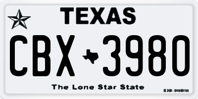 TX license plate CBX3980