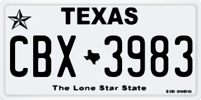 TX license plate CBX3983