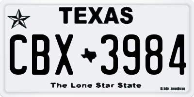 TX license plate CBX3984