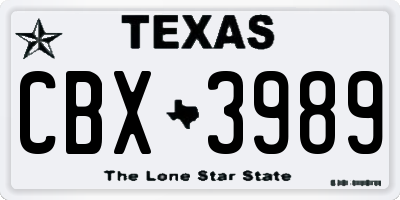 TX license plate CBX3989
