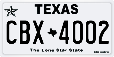 TX license plate CBX4002