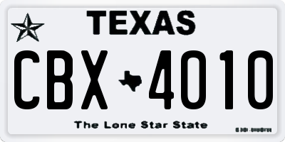 TX license plate CBX4010