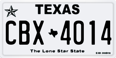 TX license plate CBX4014