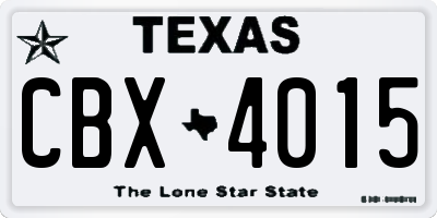 TX license plate CBX4015