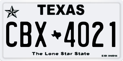 TX license plate CBX4021