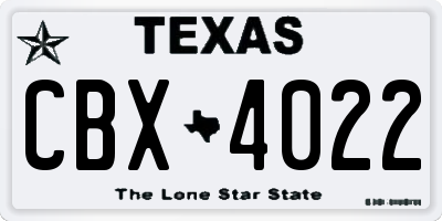 TX license plate CBX4022