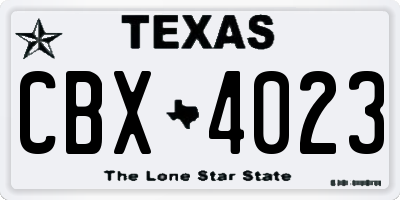 TX license plate CBX4023
